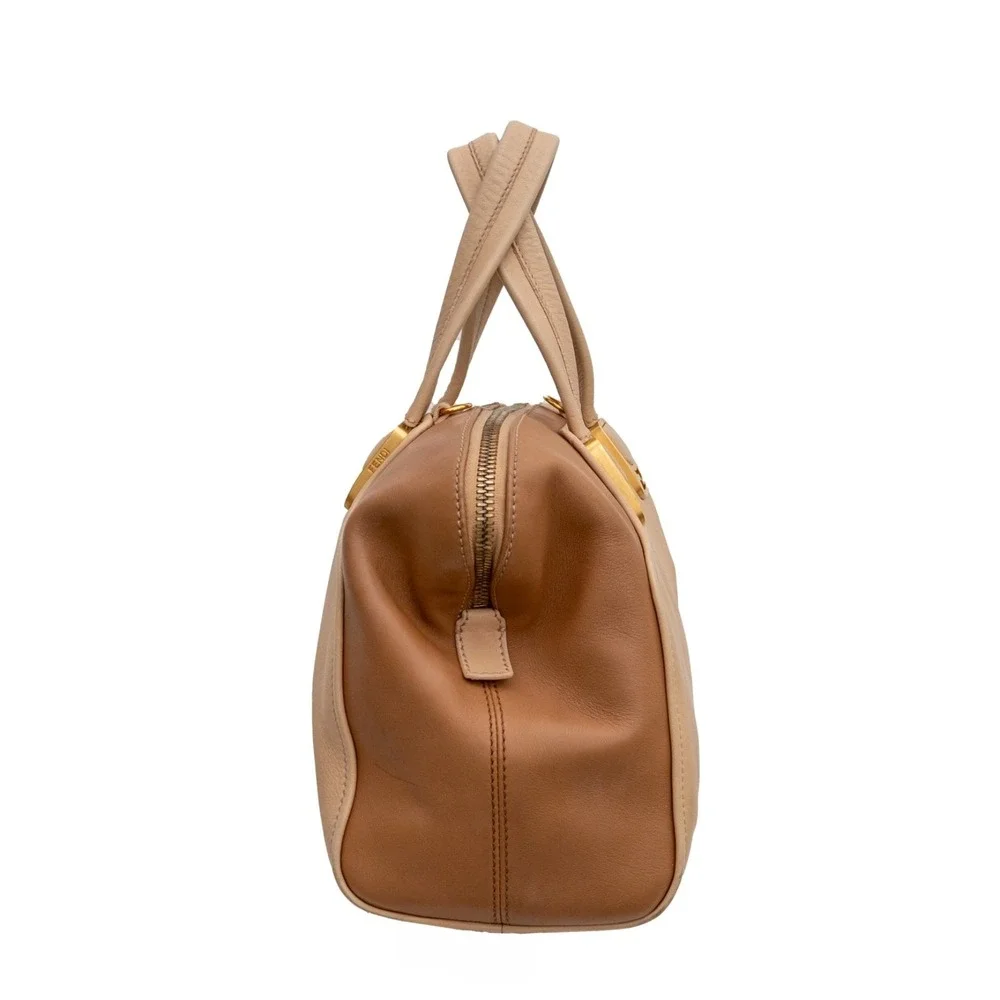 Fendi Leather Chameleon Top Handle 2way Bag Beige Nude‎ Satchel Crossbody